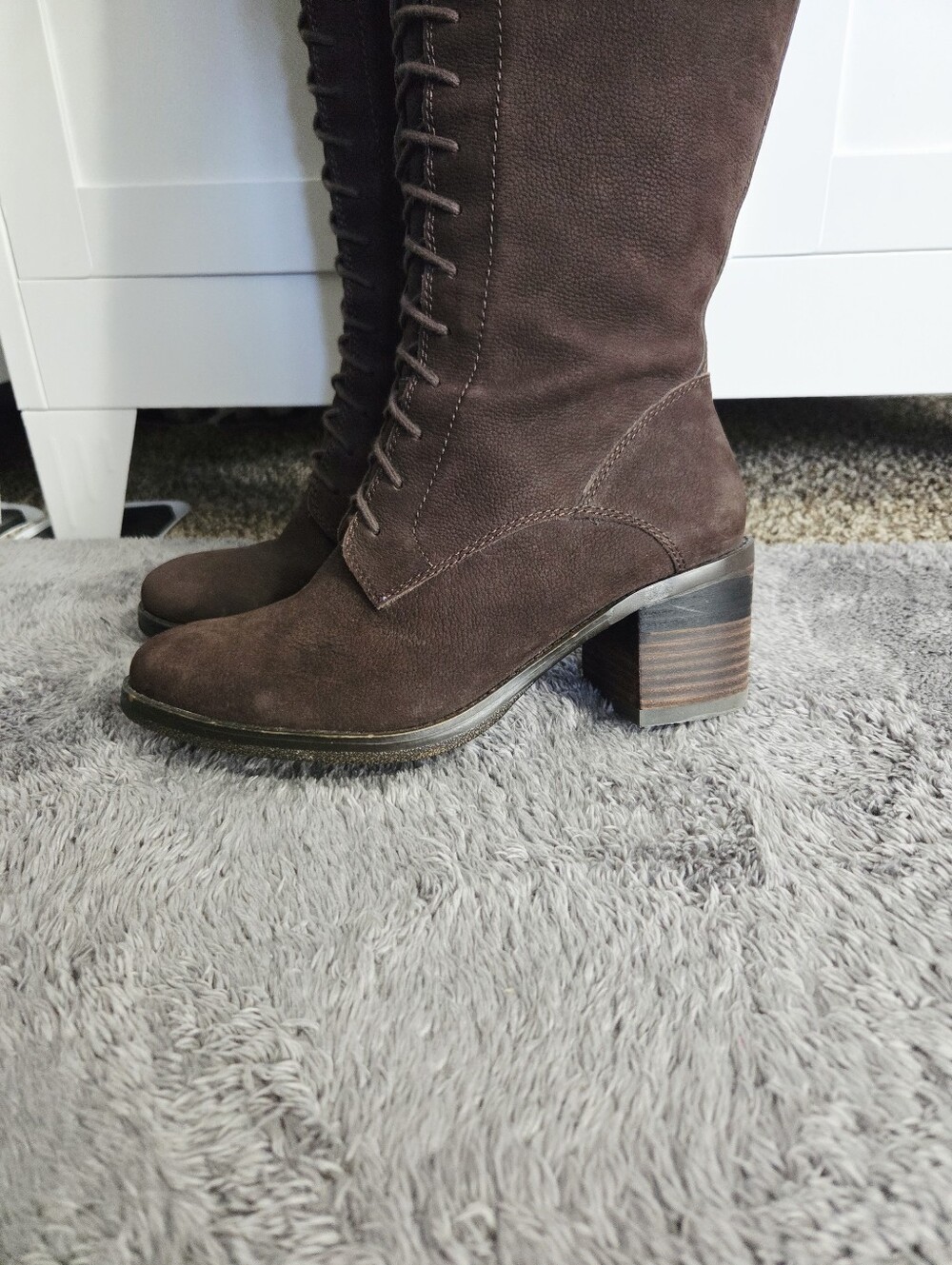 Lucky Brand Sz 8M Brown Riddick Tall Lace Up Over The Knee Boots Upper Leather - Picture 6 of 8